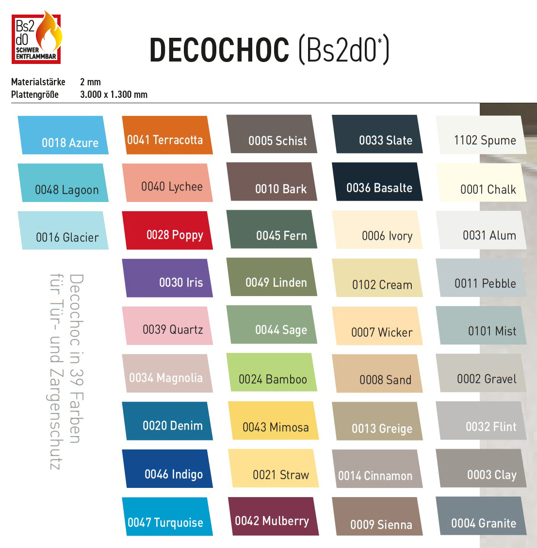 Farbübersicht Decochoc
