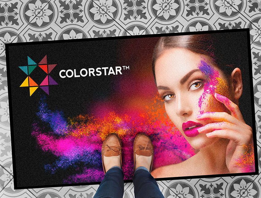 Logo-​Bild-Eingangsmatte, individuelle Größe, Innenbereich - Colorstar