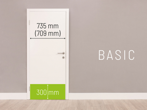 Türschutzplatte Basic, 300 mm hoch, für Türbreite 735 mm/709 mm